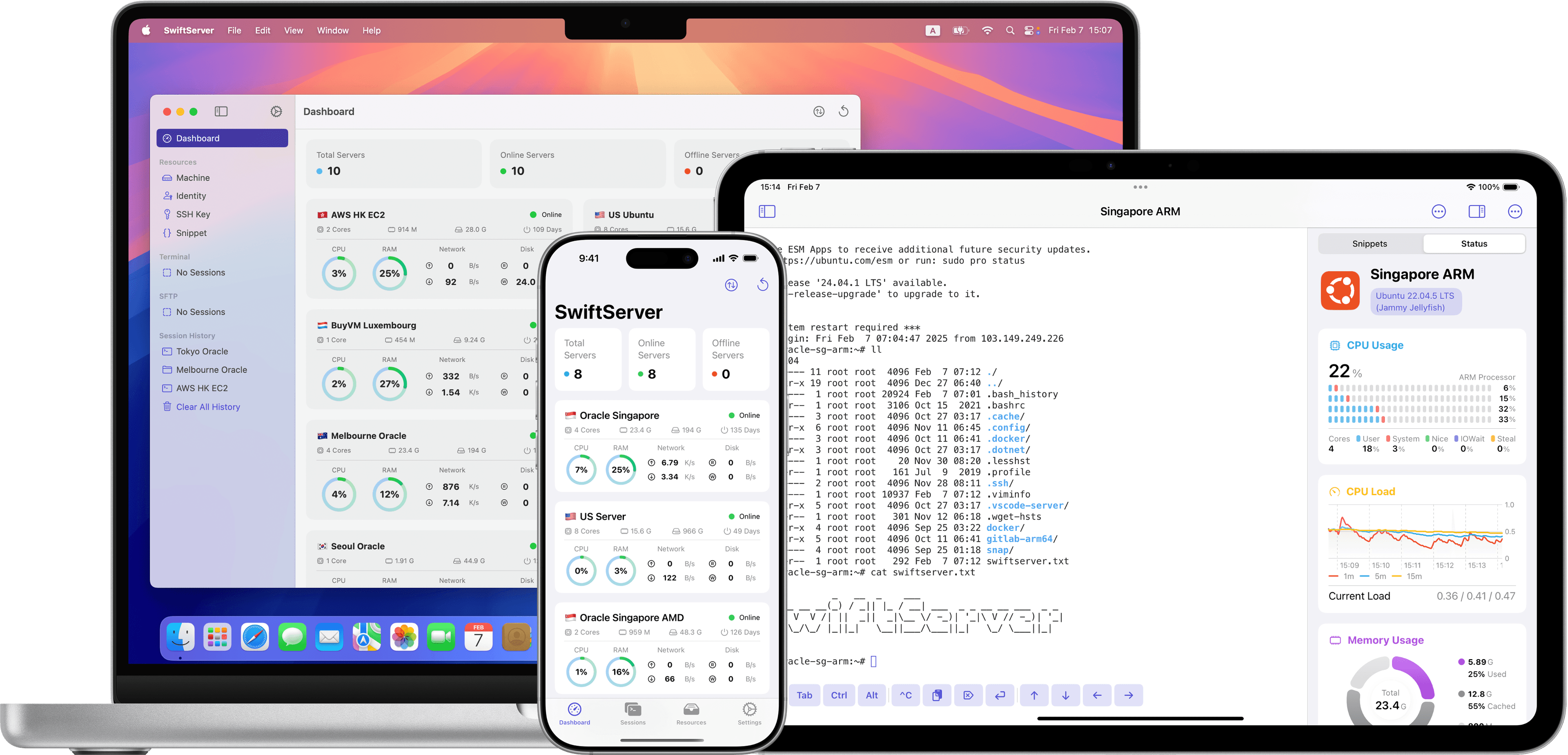 a picture of SwiftServer running on Mac and iOS